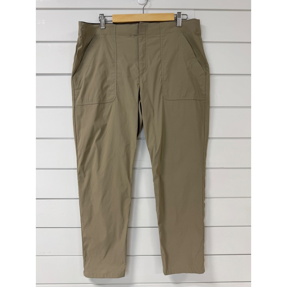 Eddie Bauer Ankle Pants Tan Khaki Tapered Recycled Polyester Women Size 14